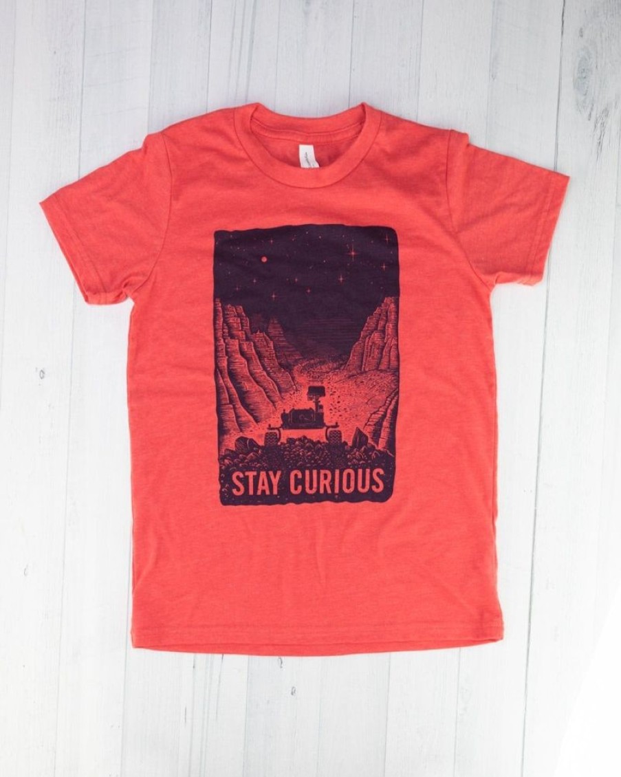 Apparel Cognitive Surplus | Curiosity Rover Youth Tshirt | Astronomy Print Heather Red