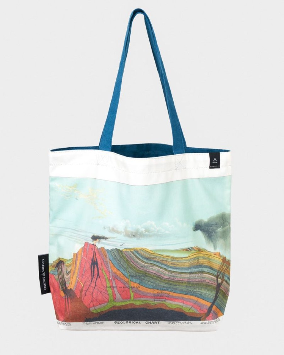 Bags Cognitive Surplus | Layers Of Earth Tote Bag | Reversible Geology Tote