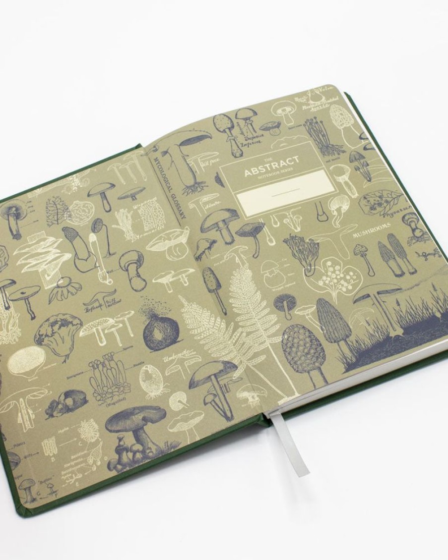 Notebooks Cognitive Surplus | Mushrooms A5 Hardcover Notebook - Dotted Lines | Cognitive Surplus Conifer Green