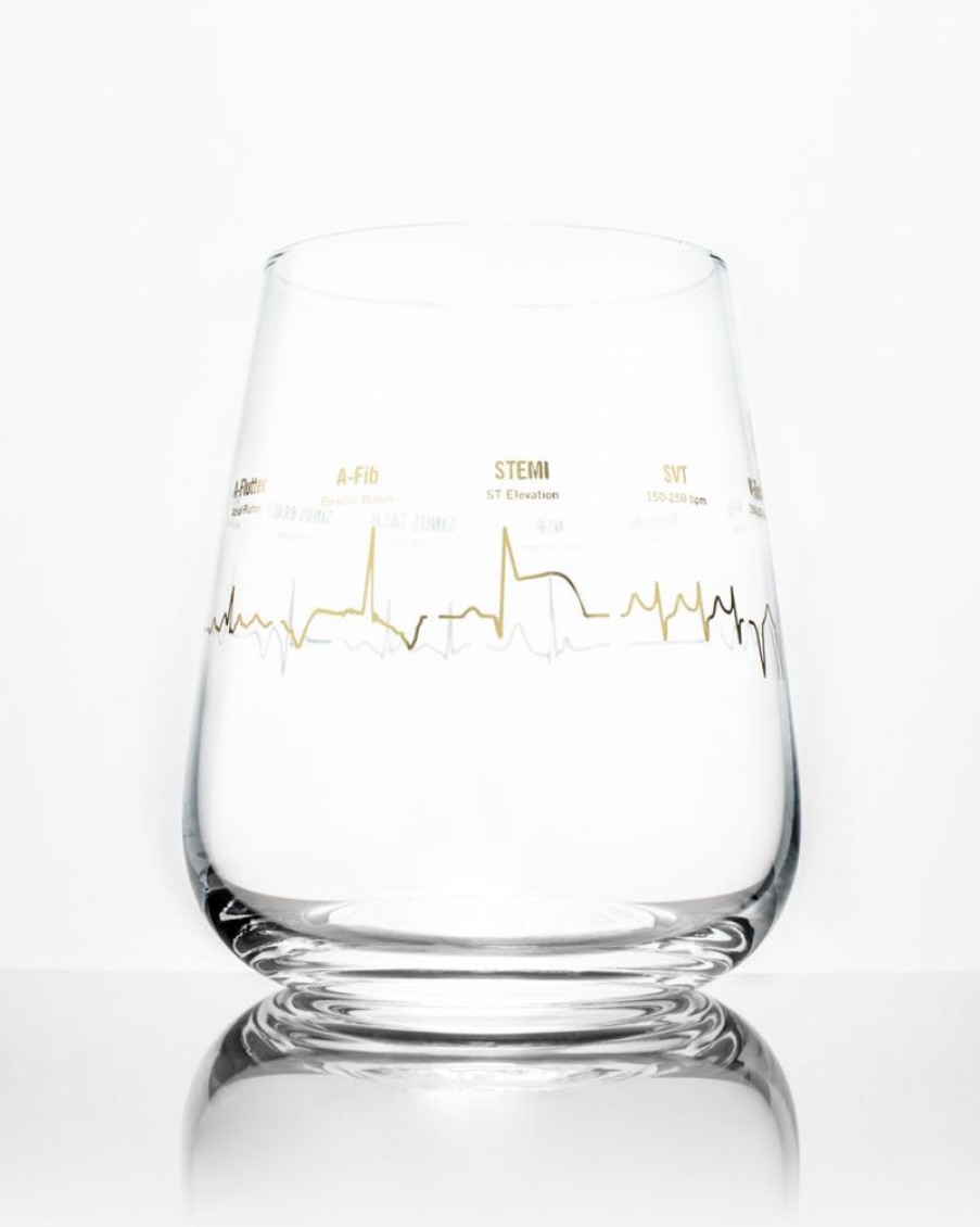 Kitchen + Bar Cognitive Surplus | Heartbeat Wine Glass - Cardiac Nurse Gift - Ekg | Cognitive Surplus