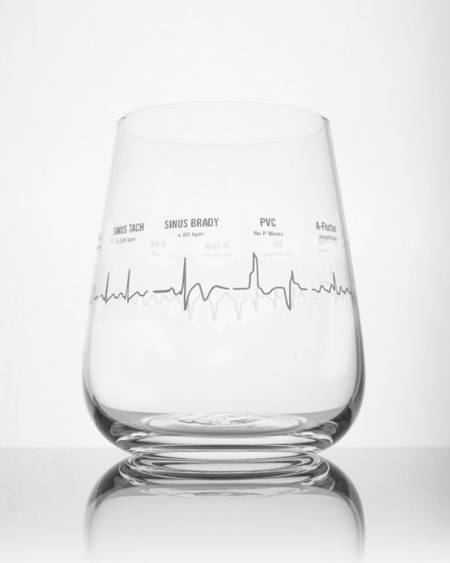 Kitchen + Bar Cognitive Surplus | Heartbeat Wine Glass - Cardiac Nurse Gift - Ekg | Cognitive Surplus