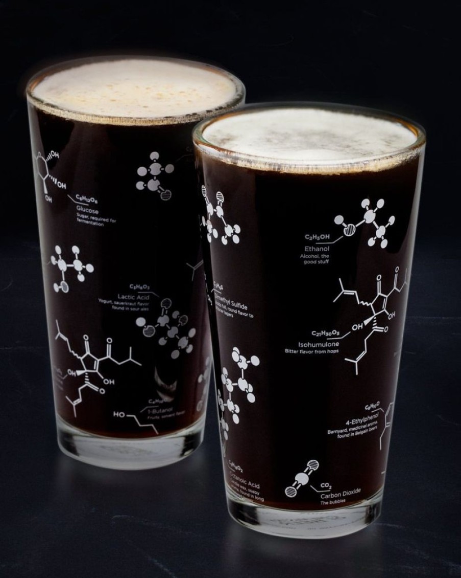 Kitchen + Bar Cognitive Surplus | The Science Of Beer Pint Glass | Cognitive Surplus Beer Chemistry Set Of 2