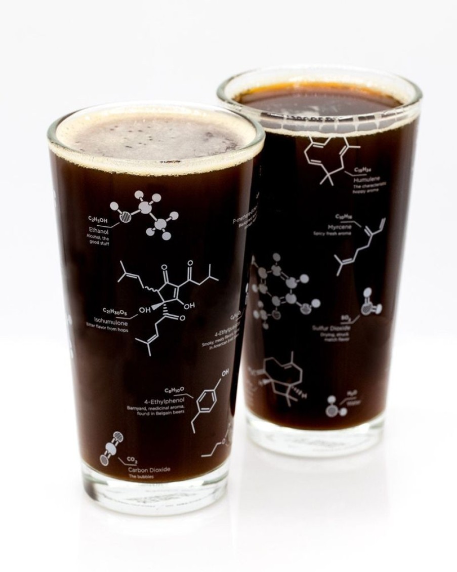 Kitchen + Bar Cognitive Surplus | The Science Of Beer Pint Glass | Cognitive Surplus Beer Chemistry Set Of 2